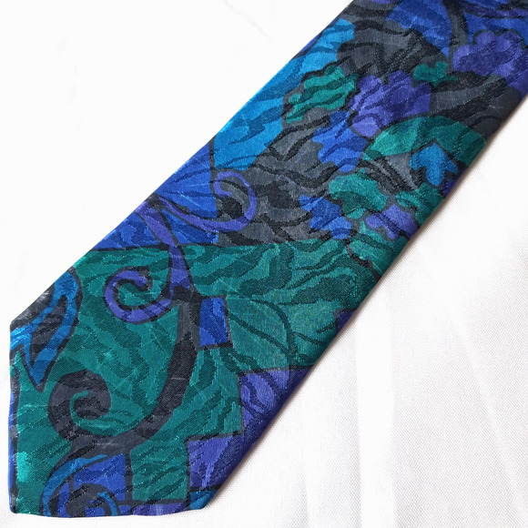 Vintage Buscati Men's Tie Blue Green Palace Silk Abstract Classic Style - Picture 1 of 8
